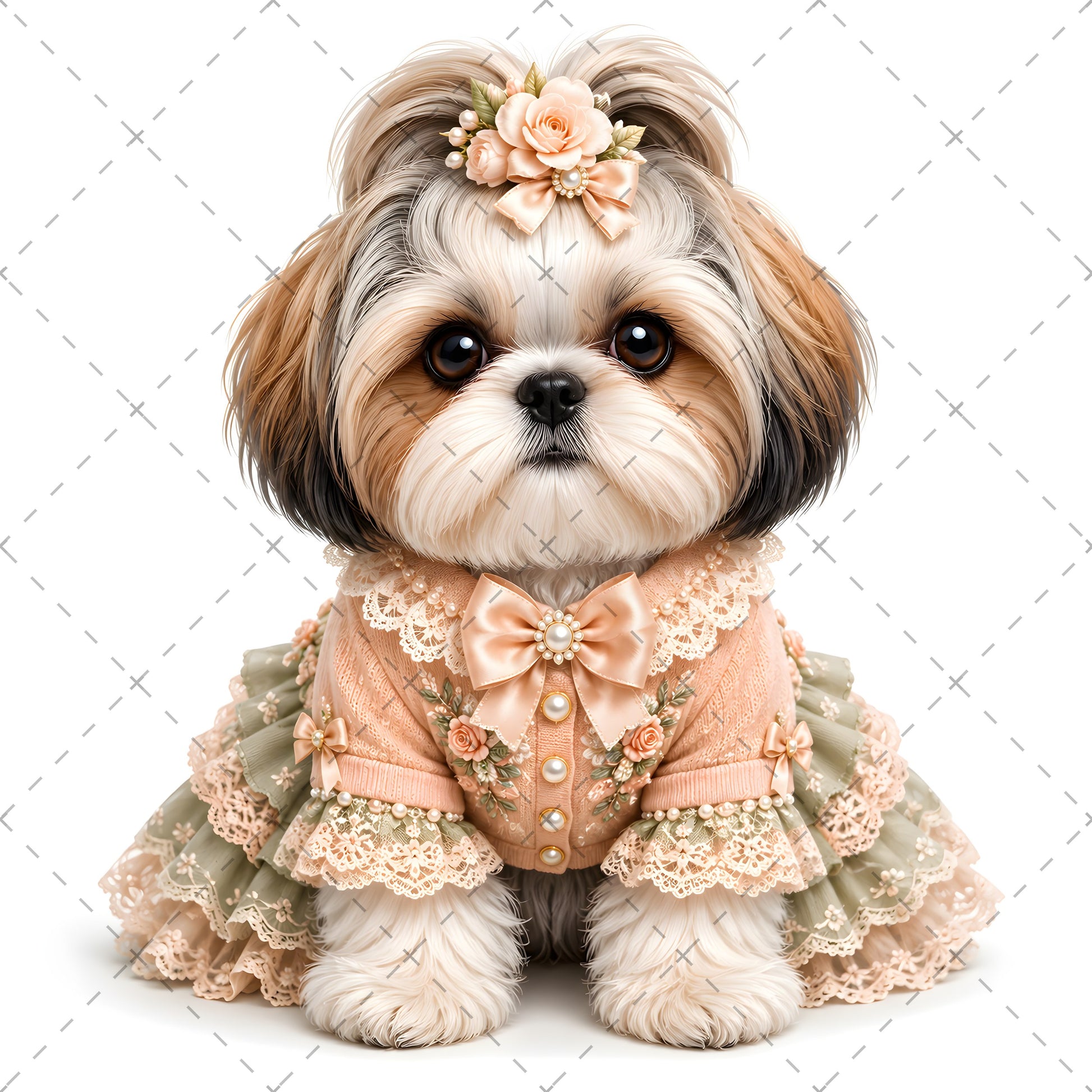 Puppy in Dress PNG Clipart | Adorable Nursery Decor & Pet Lover Gift | Cute Dog Sublimation Design for T-Shirts, shabby chic dog, pet portrait digital, dog in clothes art, PNG, digital download, high resolution