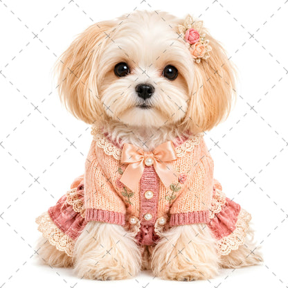 Puppy in Dress PNG Clipart | Adorable Nursery Decor & Pet Lover Gift | Cute Dog Sublimation Design for T-Shirts, pet portrait digital, dog in clothes art, puppy in dress, PNG, digital download, high resolution
