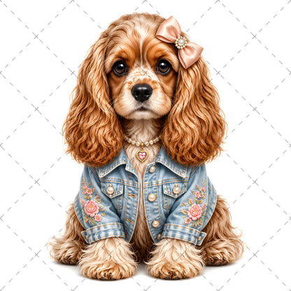 Puppy in Dress PNG Clipart | Adorable Nursery Decor & Pet Lover Gift | Cute Dog Sublimation Design for T-Shirts, vintage pet illustra, nursery animal art, dog lover gift, PNG, digital download, high resolution