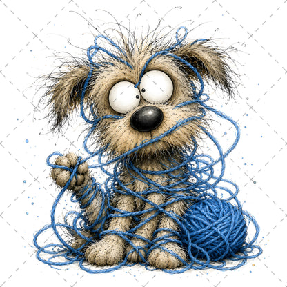 Shaggy Dog Clipart Bundle - Whimsical Puppy PNGs for Holidays & Everyday Humor - Commercial Use Digital Download for POD Digital Downloads, hungry dog art, fluffy dog png, small biz graphic, PNG, digital download, high resolution
