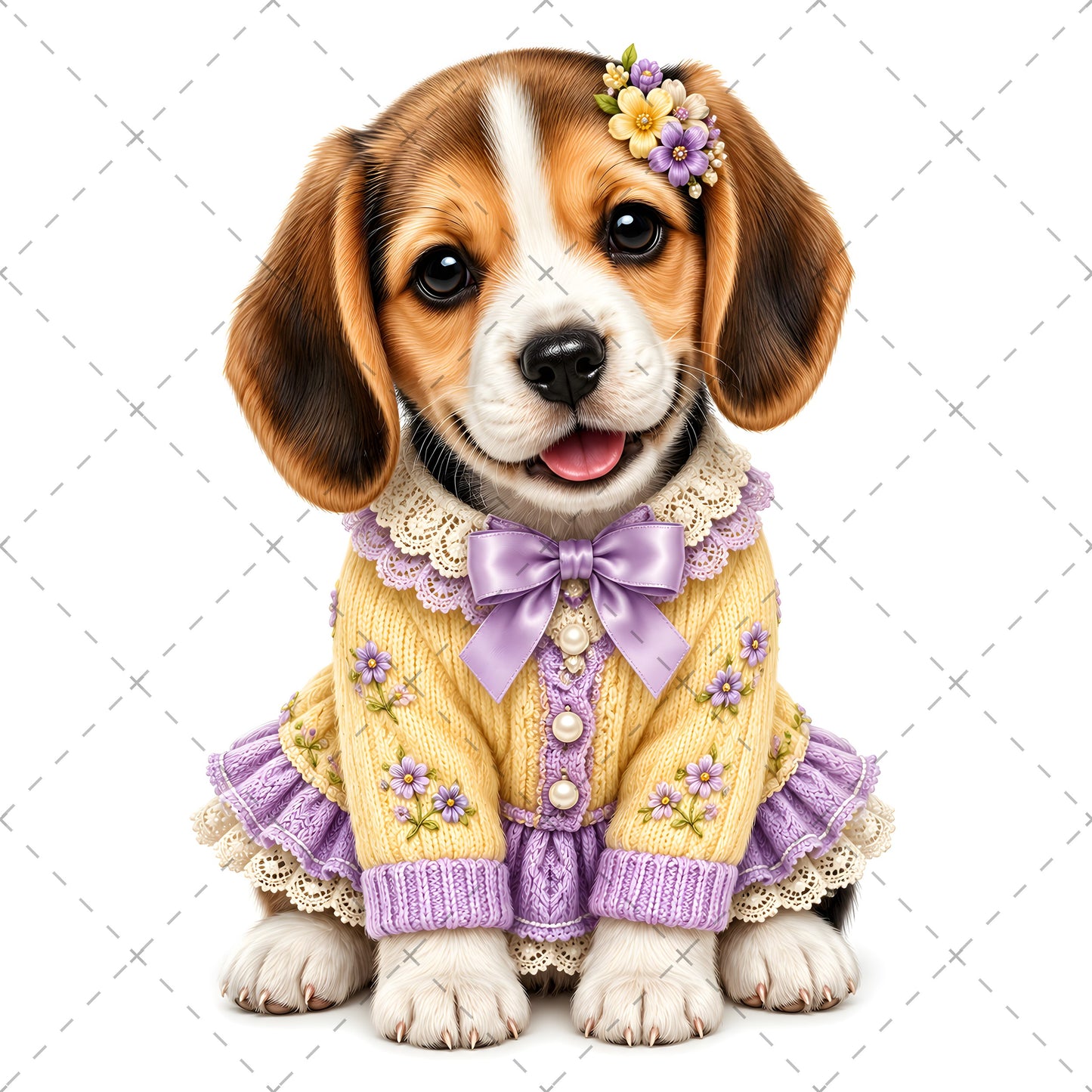 Puppy in Dress PNG Clipart | Adorable Nursery Decor & Pet Lover Gift | Cute Dog Sublimation Design for T-Shirts, cavalier king charle, shabby chic dog, pet portrait digital, PNG, digital download, high resolution