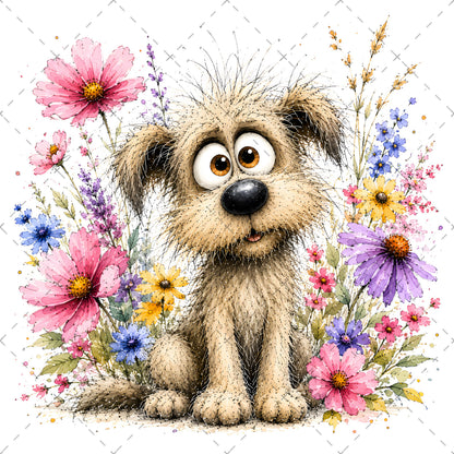 Shaggy Dog Clipart Bundle - Whimsical Puppy PNGs for Holidays & Everyday Humor - Commercial Use Digital Download for POD Digital Downloads, cartoon dog pack, whimsical dog png, canine artwork, PNG, digital download, high resolution