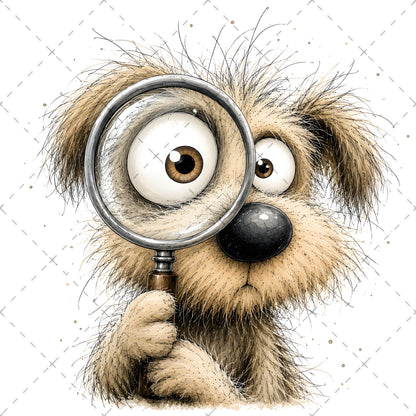 Shaggy Dog Clipart Bundle - Whimsical Puppy PNGs for Holidays & Everyday Humor - Commercial Use Digital Download for POD Digital Downloads, dog lover gift, pet wall art, whimsical animal art, PNG, digital download, high resolution