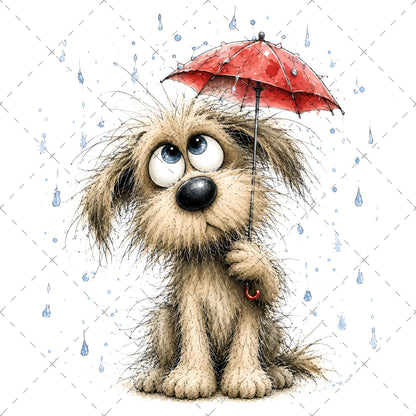 Shaggy Dog Clipart Bundle - Whimsical Puppy PNGs for Holidays & Everyday Humor - Commercial Use Digital Download for POD Digital Downloads, small biz graphic, cartoon dog pack, whimsical dog png, PNG, digital download, high resolution