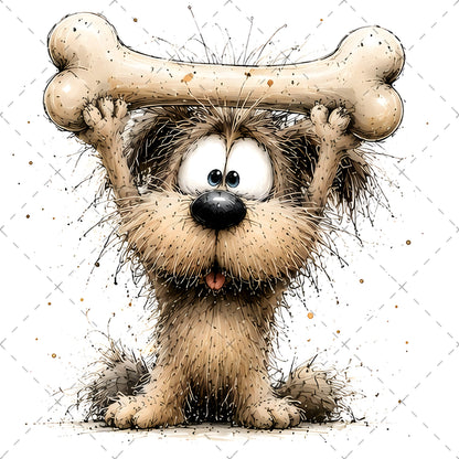 Shaggy Dog Clipart Bundle - Whimsical Puppy PNGs for Holidays & Everyday Humor - Commercial Use Digital Download for POD Digital Downloads, fluffy dog png, small biz graphic, cartoon dog pack, PNG, digital download, high resolution