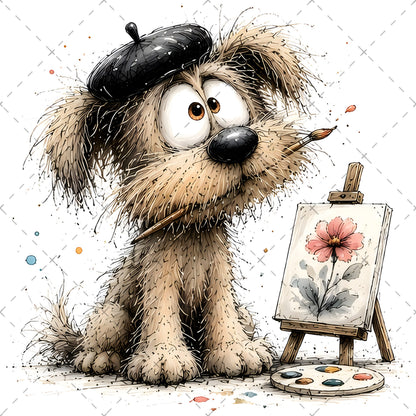 Shaggy Dog Clipart Bundle - Whimsical Puppy PNGs for Holidays & Everyday Humor - Commercial Use Digital Download for POD Digital Downloads, dog themed craft, cartoon dog print, dog lover gift, PNG, digital download, high resolution