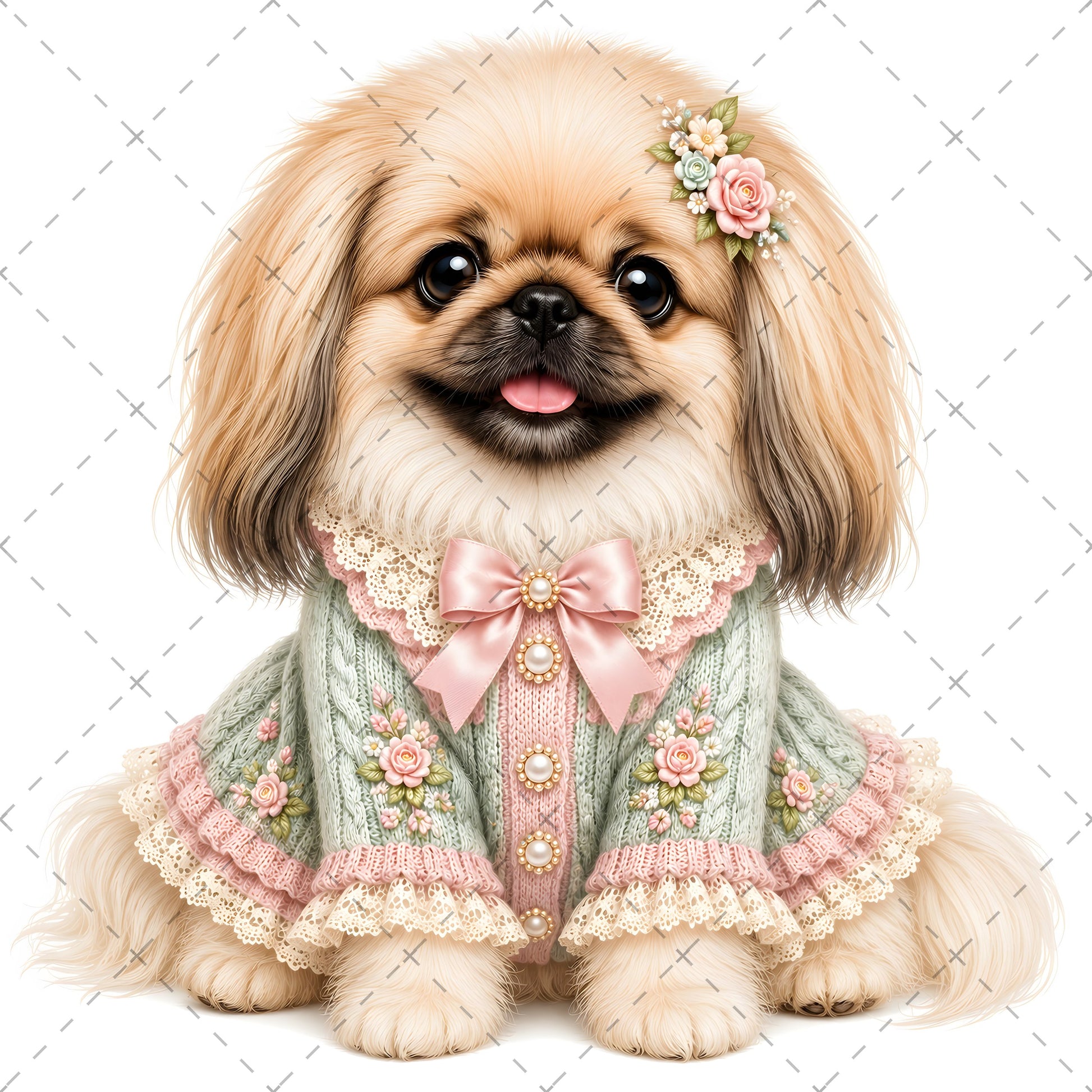 Puppy in Dress PNG Clipart | Adorable Nursery Decor & Pet Lover Gift | Cute Dog Sublimation Design for T-Shirts, french bulldog art, bichon frise print, cavalier king charle, PNG, digital download, high resolution
