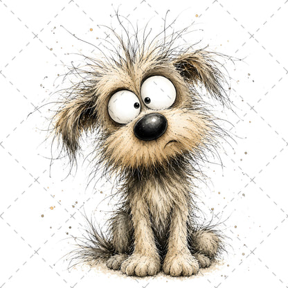 Shaggy Dog Clipart Bundle - Whimsical Puppy PNGs for Holidays & Everyday Humor - Commercial Use Digital Download for POD Digital Downloads, fluffy dog png, small biz graphic, cartoon dog pack, PNG, digital download, high resolution