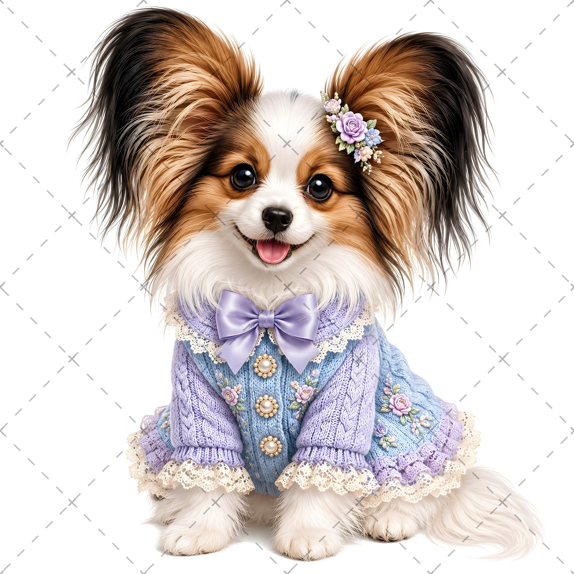 Puppy in Dress PNG Clipart | Adorable Nursery Decor & Pet Lover Gift | Cute Dog Sublimation Design for T-Shirts, shabby chic dog, pet portrait digital, dog in clothes art, PNG, digital download, high resolution