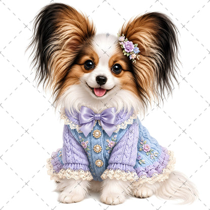 Puppy in Dress PNG Clipart | Adorable Nursery Decor & Pet Lover Gift | Cute Dog Sublimation Design for T-Shirts, shabby chic dog, pet portrait digital, dog in clothes art, PNG, digital download, high resolution