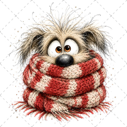 Shaggy Dog Clipart Bundle - Whimsical Puppy PNGs for Holidays & Everyday Humor - Commercial Use Digital Download for POD Digital Downloads, whimsical dog png, canine artwork, holiday dog design, PNG, digital download, high resolution