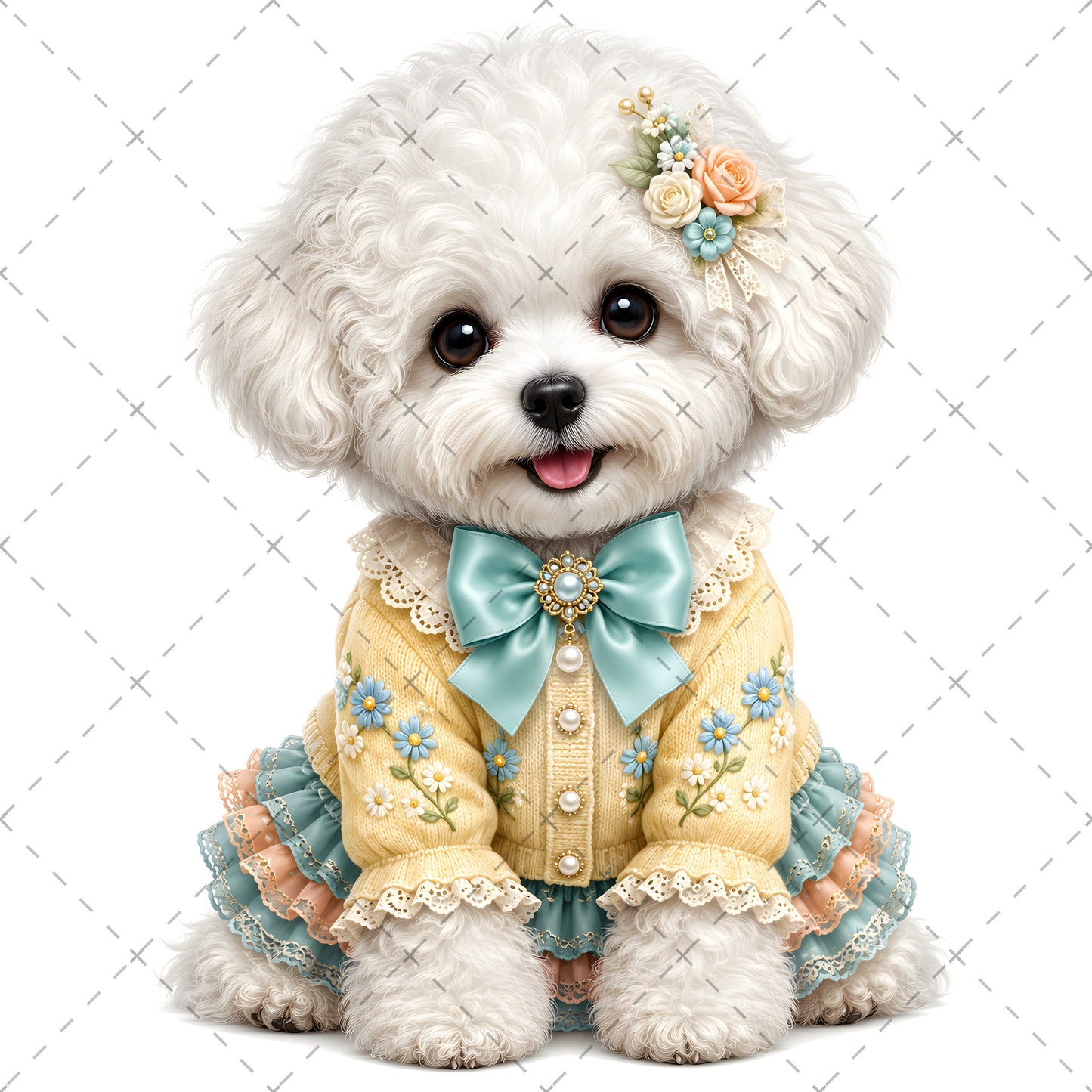 Puppy in Dress PNG Clipart | Adorable Nursery Decor & Pet Lover Gift | Cute Dog Sublimation Design for T-Shirts, vintage pet illustra, nursery animal art, dog lover gift, PNG, digital download, high resolution