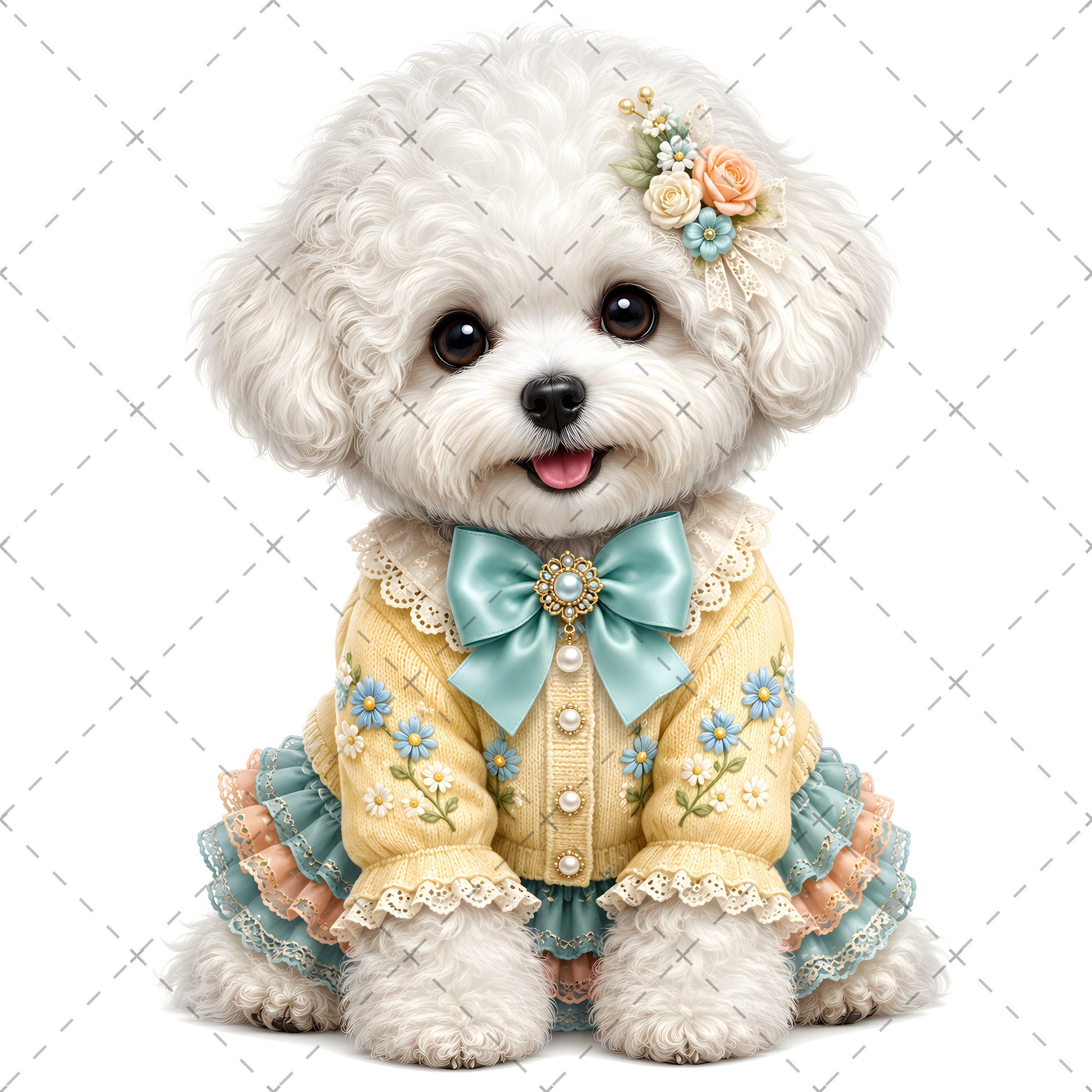 Puppy in Dress PNG Clipart | Adorable Nursery Decor & Pet Lover Gift | Cute Dog Sublimation Design for T-Shirts, vintage pet illustra, nursery animal art, dog lover gift, PNG, digital download, high resolution
