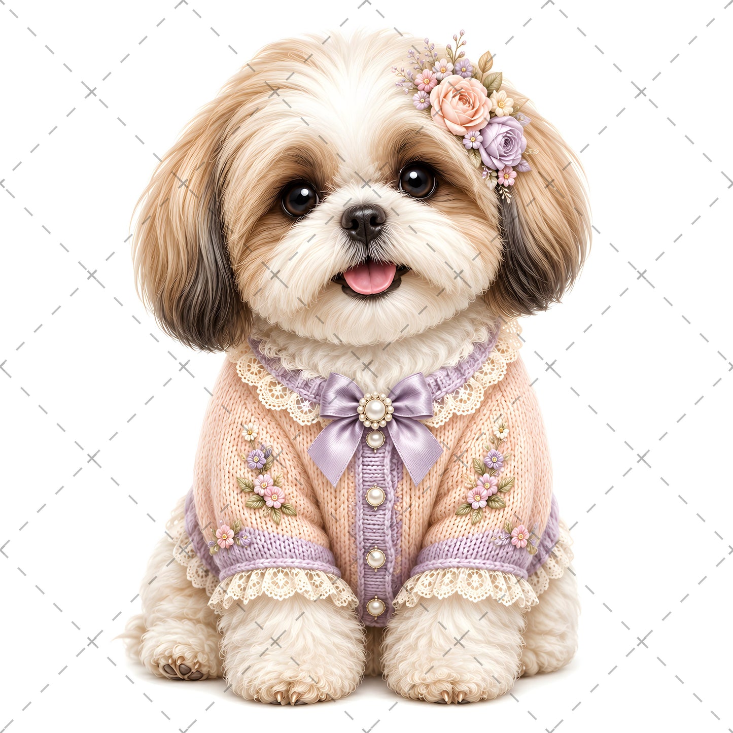 Puppy in Dress PNG Clipart | Adorable Nursery Decor & Pet Lover Gift | Cute Dog Sublimation Design for T-Shirts, baby room decor, french bulldog art, bichon frise print, PNG, digital download, high resolution