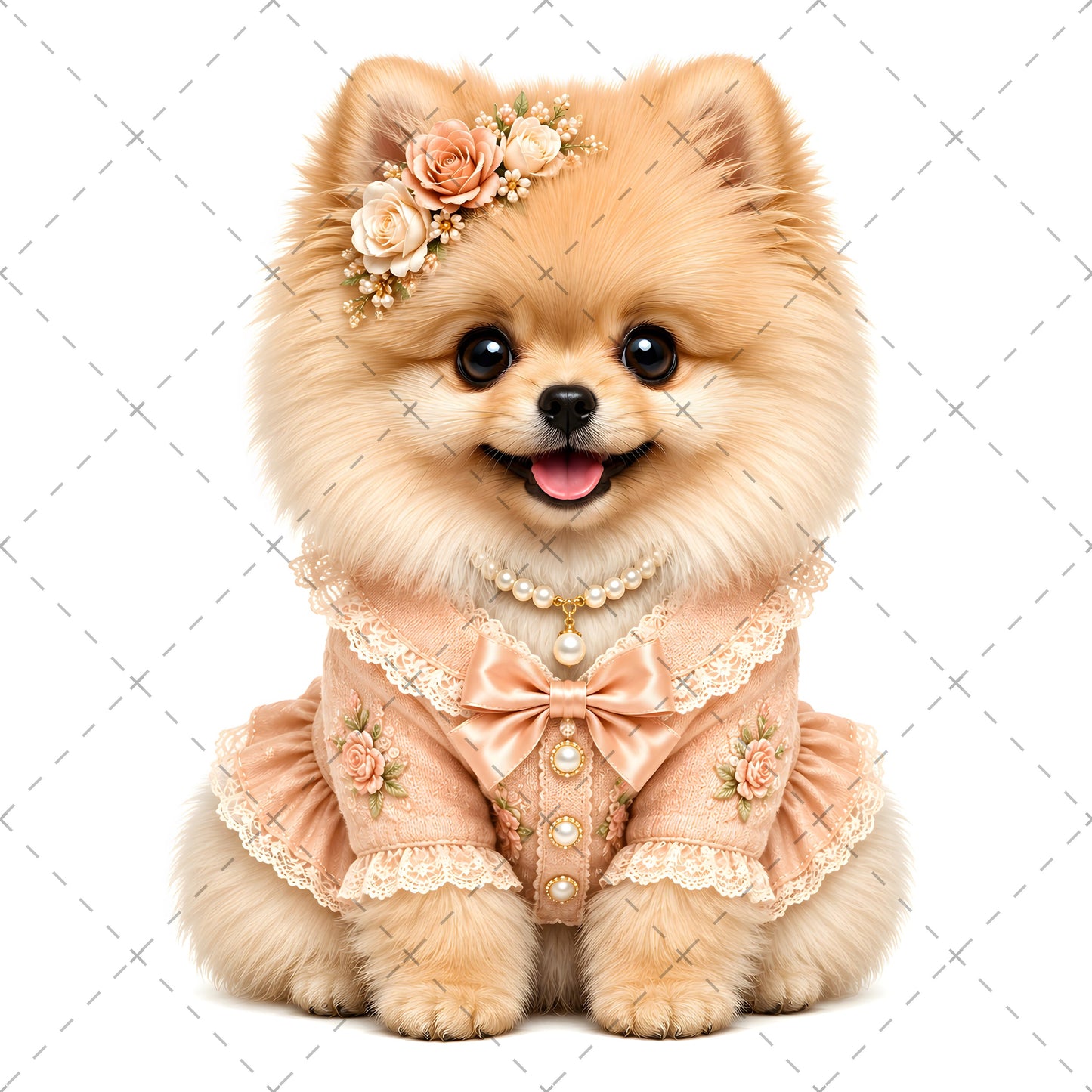 Puppy in Dress PNG Clipart | Adorable Nursery Decor & Pet Lover Gift | Cute Dog Sublimation Design for T-Shirts, cavalier king charle, shabby chic dog, pet portrait digital, PNG, digital download, high resolution