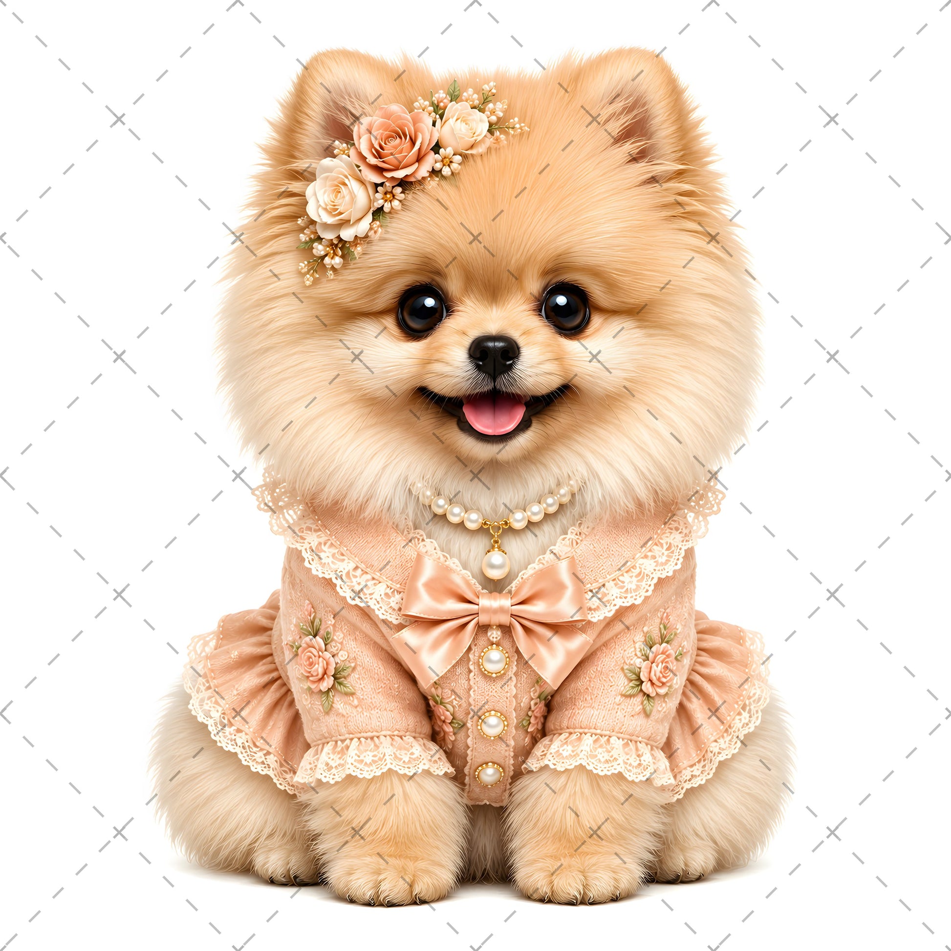 Puppy in Dress PNG Clipart | Adorable Nursery Decor & Pet Lover Gift | Cute Dog Sublimation Design for T-Shirts, cavalier king charle, shabby chic dog, pet portrait digital, PNG, digital download, high resolution