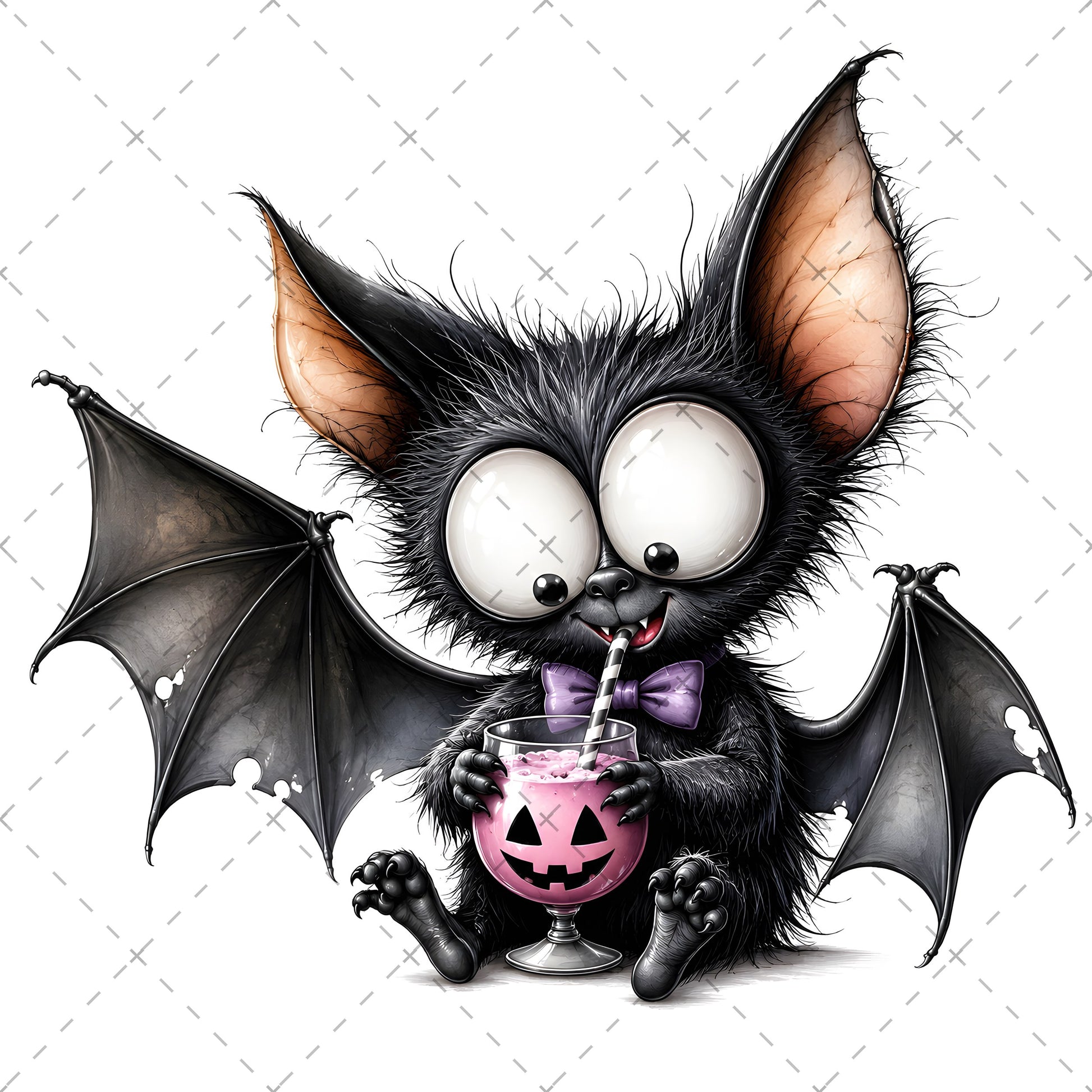 Halloween Bats Clipart, Whimsical Cartoon Pumpkins PNG, Sublimation Design, Cute Fall Commercial Use, POD Tshirt Mug Tum
