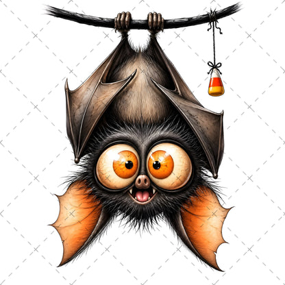 Halloween Bats Clipart, Whimsical Cartoon Pumpkins PNG, Sublimation Design, Cute Fall Commercial Use, POD Tshirt Mug Tum