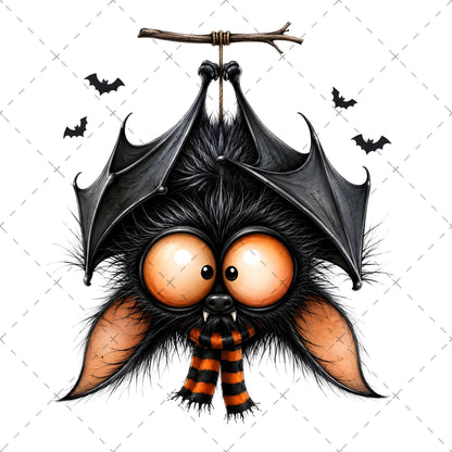 Halloween Bats Clipart, Whimsical Cartoon Pumpkins PNG, Sublimation Design, Cute Fall Commercial Use, POD Tshirt Mug Tum