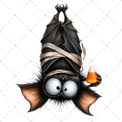 Halloween Bats Clipart, Whimsical Cartoon Pumpkins PNG, Sublimation Design, Cute Fall Commercial Use, POD Tshirt Mug Tum