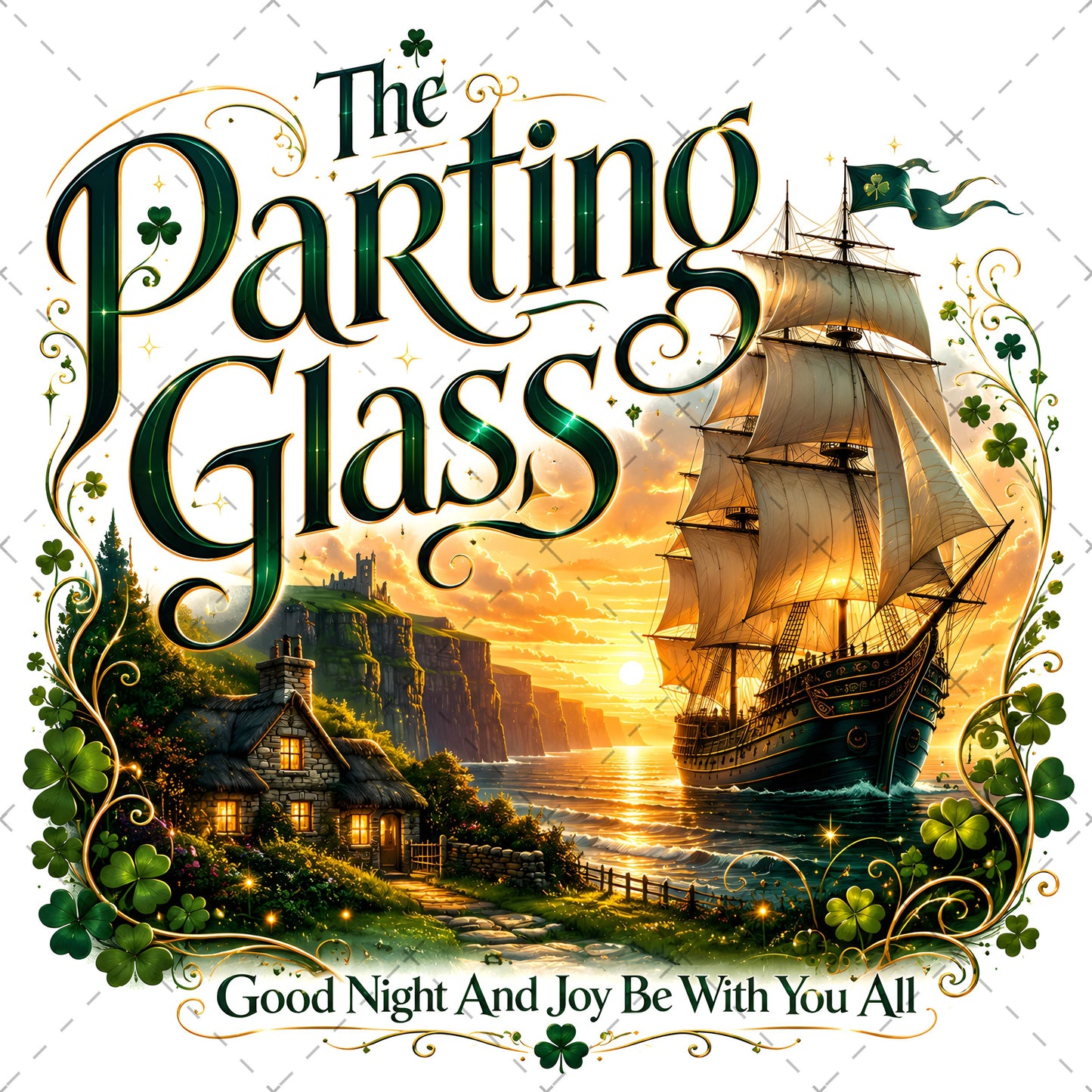 The Parting Glass Irish Folk Song Printable Wall Art Celtic Pub Decor Sublimation PNG Commercial Use, parting glass art, going away gift, irish whiskey decor, PNG, digital download, high resolution