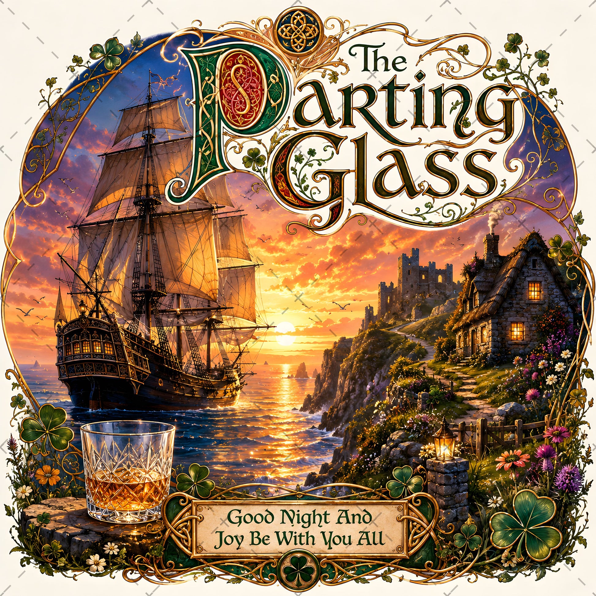 The Parting Glass Irish Folk Song Printable Wall Art Celtic Pub Decor Sublimation PNG Commercial Use, irish music art, rustic pub sign, gaelic decor, PNG, digital download, high resolution