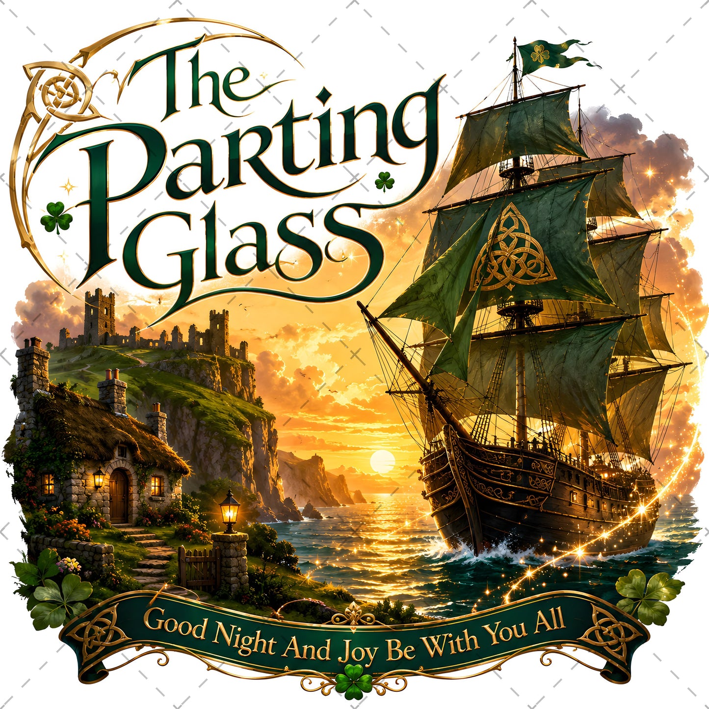 The Parting Glass Irish Folk Song Printable Wall Art Celtic Pub Decor Sublimation PNG Commercial Use, celtic printable, st patricks day prin, shamrock digital dow, PNG, digital download, high resolution