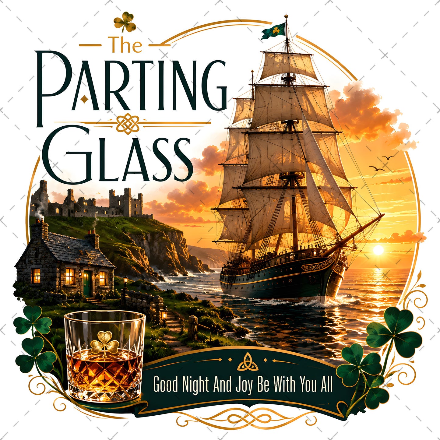 The Parting Glass Irish Folk Song Printable Wall Art Celtic Pub Decor Sublimation PNG Commercial Use, farewell song poster, parting glass art, going away gift, PNG, digital download, high resolution