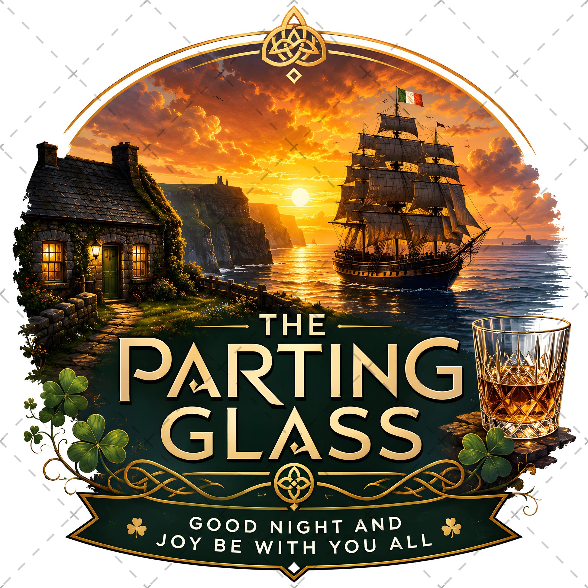 The Parting Glass Irish Folk Song Printable Wall Art Celtic Pub Decor Sublimation PNG Commercial Use, rustic pub sign, gaelic decor, celtic printable, PNG, digital download, high resolution