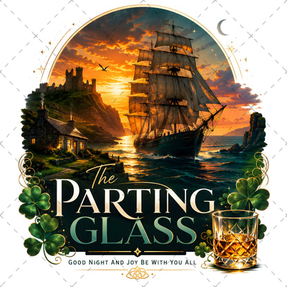 The Parting Glass Irish Folk Song Printable Wall Art Celtic Pub Decor Sublimation PNG Commercial Use, st patricks day prin, shamrock digital dow, celtic knot design, PNG, digital download, high resolution