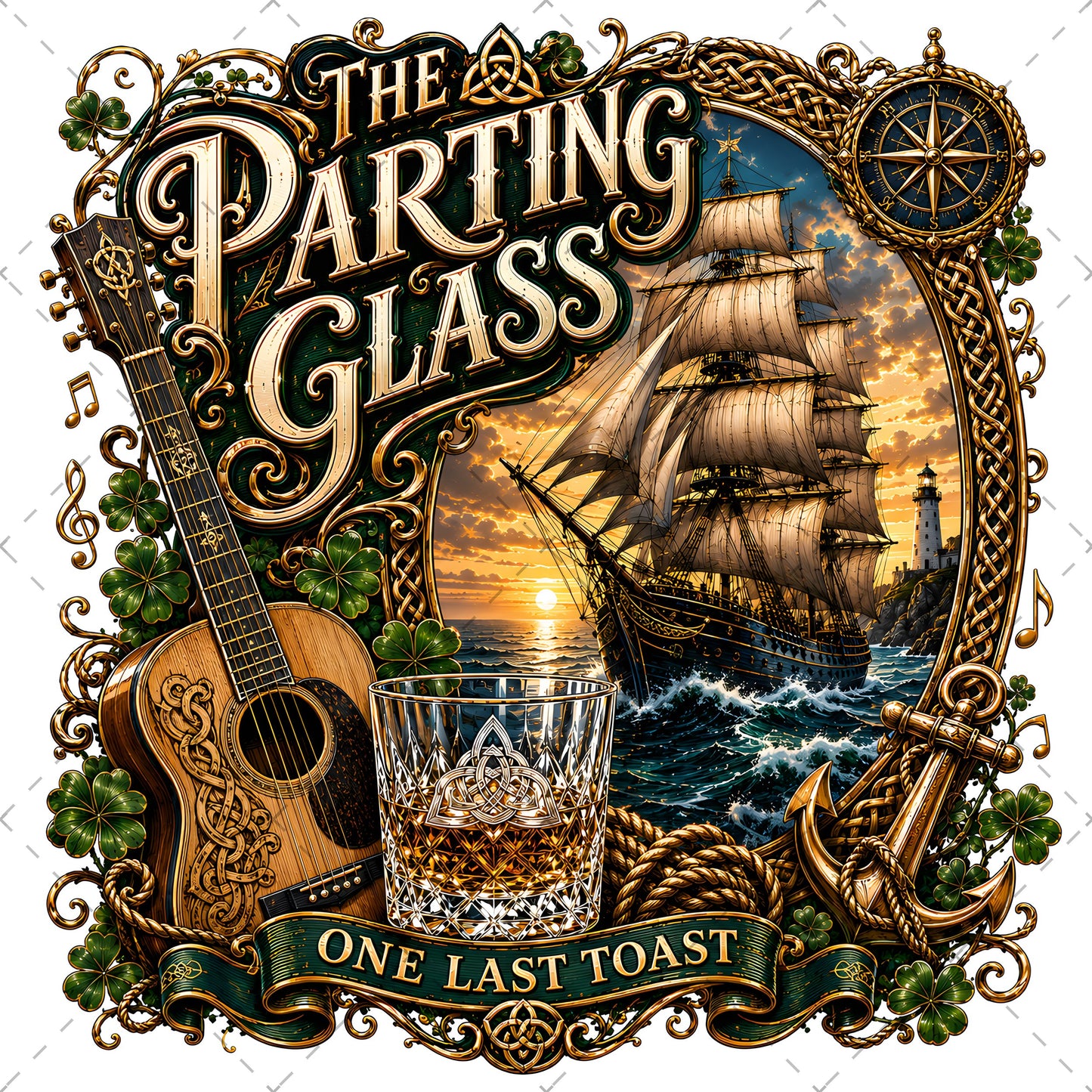 The Parting Glass Irish Folk Song Printable Wall Art Celtic Pub Decor Sublimation PNG Commercial Use, parting glass art, going away gift, irish whiskey decor, PNG, digital download, high resolution