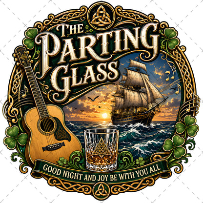 The Parting Glass Irish Folk Song Printable Wall Art Celtic Pub Decor Sublimation PNG Commercial Use, irish music art, rustic pub sign, gaelic decor, PNG, digital download, high resolution