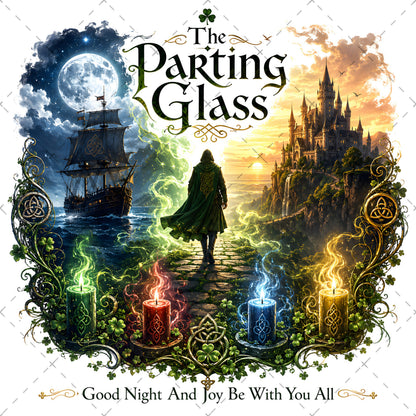 Celtic Parting Glass Irish Folk Song Emblem PNG | Sublimation Design | Commercial Use Print on Demand Art Digital Downloads, celtic culture, emerald isle, whiskey glass print, PNG, digital download, high resolution