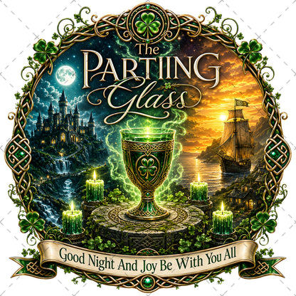 Celtic Parting Glass Irish Folk Song Emblem PNG | Sublimation Design | Commercial Use Print on Demand Art Digital Downloads, irish pub decor, pub sign art, dtg tshirt png, PNG, digital download, high resolution