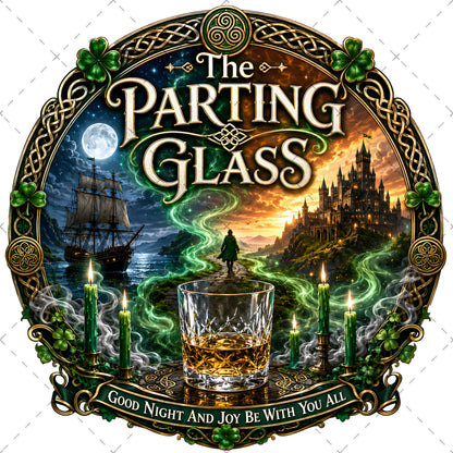 Celtic Parting Glass Irish Folk Song Emblem PNG | Sublimation Design | Commercial Use Print on Demand Art Digital Downloads, shamrock wall decor, whiskey lover art, parting glass art, PNG, digital download, high resolution
