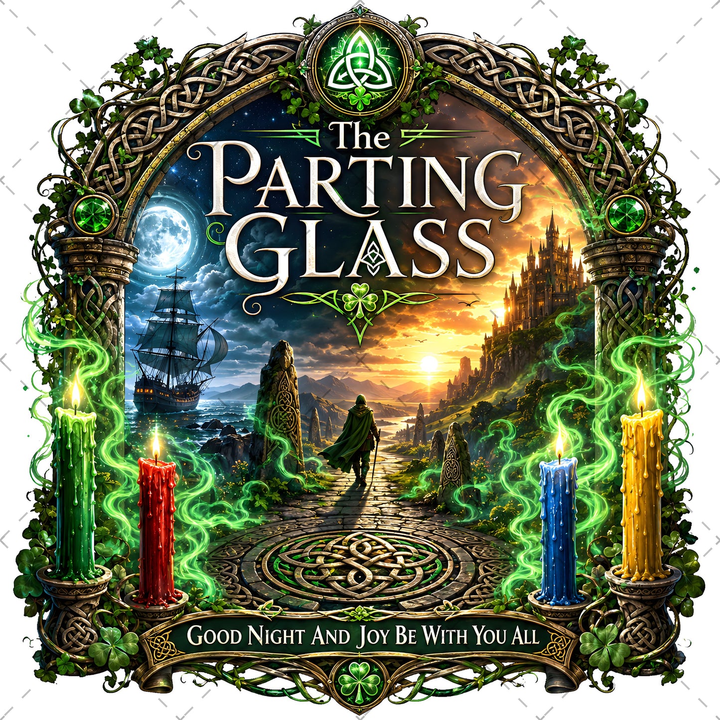 Celtic Parting Glass Irish Folk Song Emblem PNG | Sublimation Design | Commercial Use Print on Demand Art Digital Downloads, folk song art, irish quote png, celtic emblem, PNG, digital download, high resolution