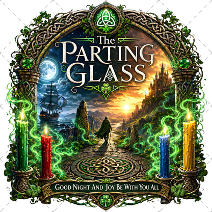 Celtic Parting Glass Irish Folk Song Emblem PNG | Sublimation Design | Commercial Use Print on Demand Art Digital Downloads, folk song art, irish quote png, celtic emblem, PNG, digital download, high resolution