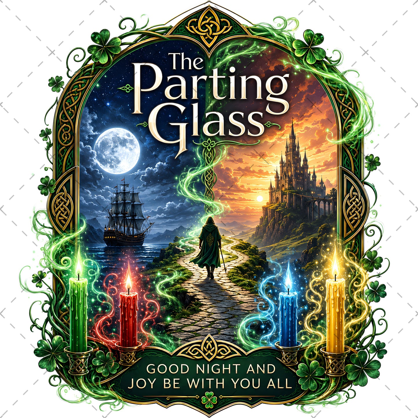 Celtic Parting Glass Irish Folk Song Emblem PNG | Sublimation Design | Commercial Use Print on Demand Art Digital Downloads, parting glass art, folk song art, irish quote png, PNG, digital download, high resolution