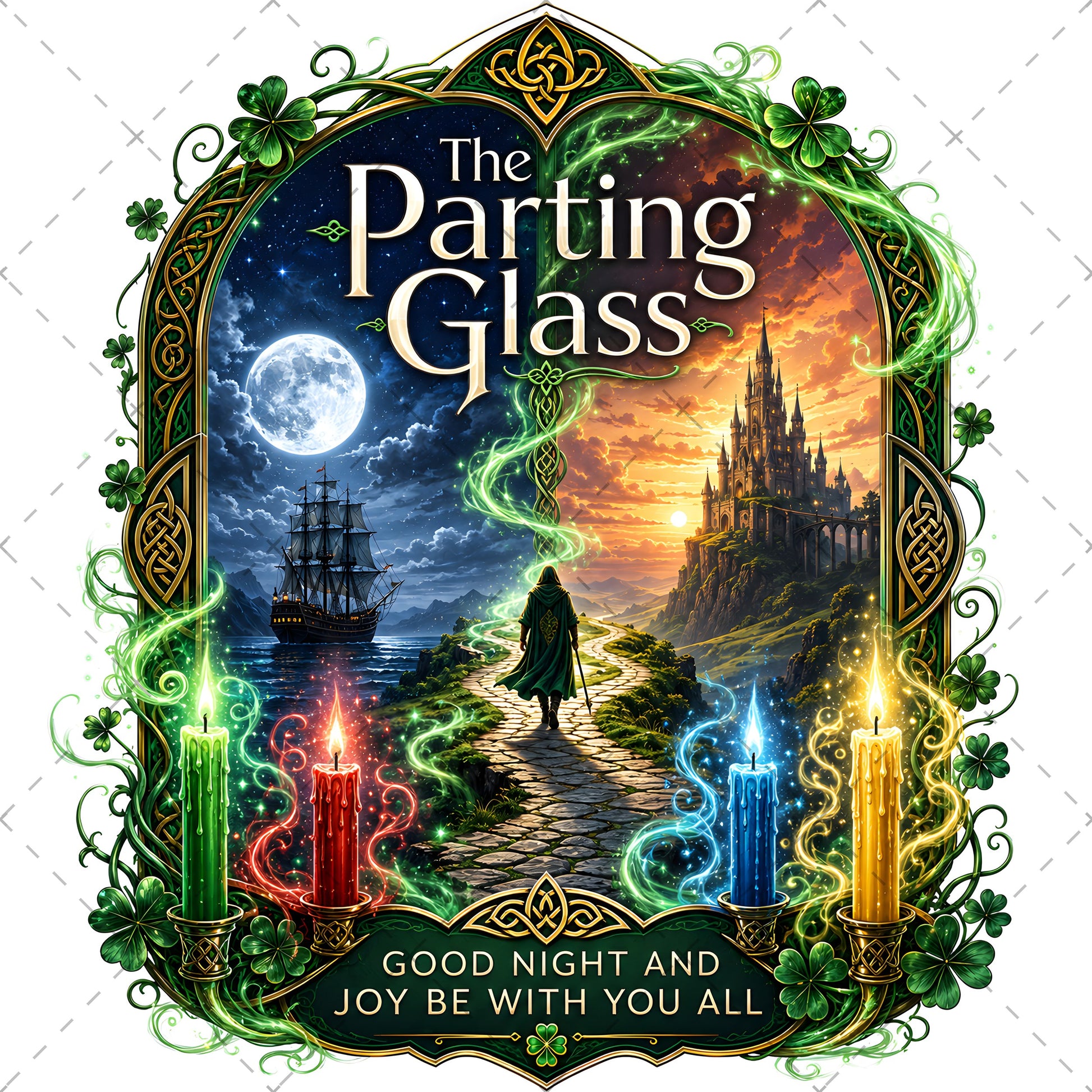 Celtic Parting Glass Irish Folk Song Emblem PNG | Sublimation Design | Commercial Use Print on Demand Art Digital Downloads, parting glass art, folk song art, irish quote png, PNG, digital download, high resolution
