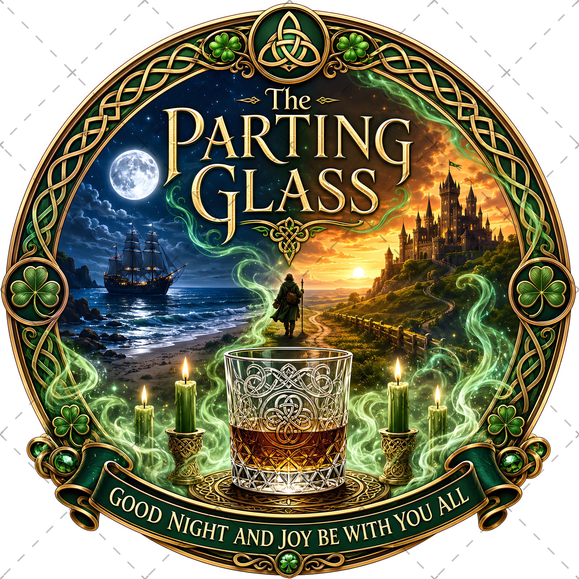 Celtic Parting Glass Irish Folk Song Emblem PNG | Sublimation Design | Commercial Use Print on Demand Art Digital Downloads, celtic emblem, celtic culture, emerald isle, PNG, digital download, high resolution