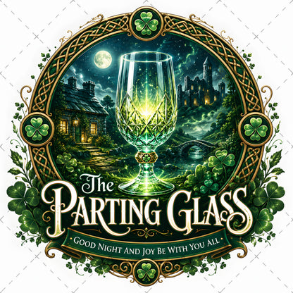 Celtic Parting Glass Irish Folk Song Emblem PNG | Sublimation Design | Commercial Use Print on Demand Art Digital Downloads, whiskey glass print, drinking song, irish pub decor, PNG, digital download, high resolution