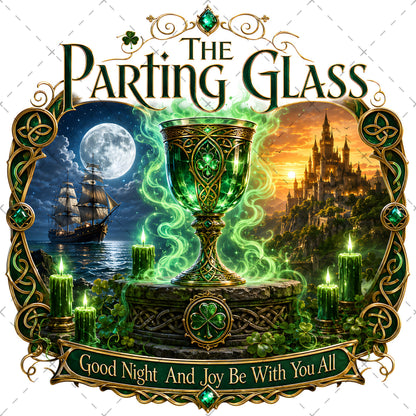 Celtic Parting Glass Irish Folk Song Emblem PNG | Sublimation Design | Commercial Use Print on Demand Art Digital Downloads, pub sign art, dtg tshirt png, shamrock wall decor, PNG, digital download, high resolution