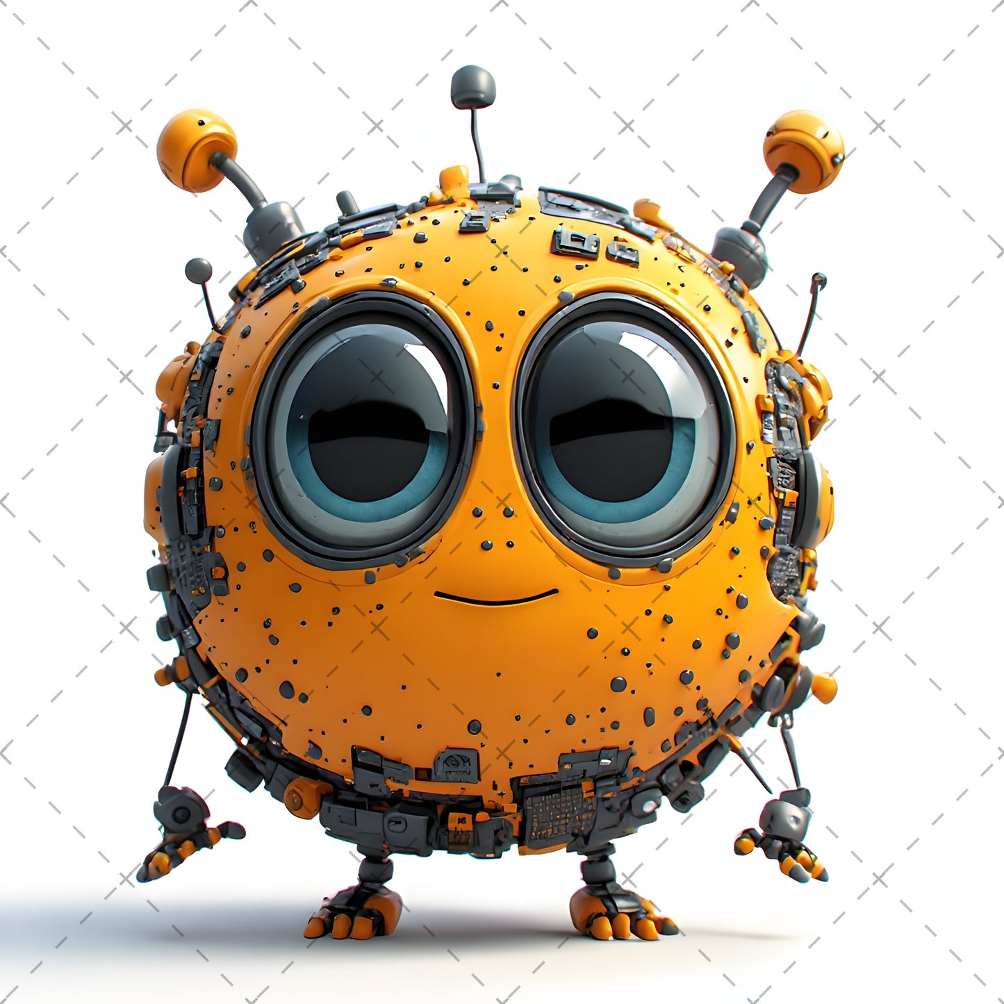 Cute Robot PNG Clipart, Big Eyed Cartoon Robots, Kids Decor Sublimation, T-Shirt Design, Commercial Use POD Bundle