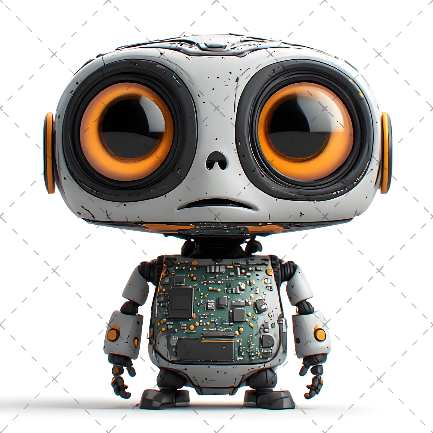Cute Robot PNG Clipart, Big Eyed Cartoon Robots, Kids Decor Sublimation, T-Shirt Design, Commercial Use POD Bundle
