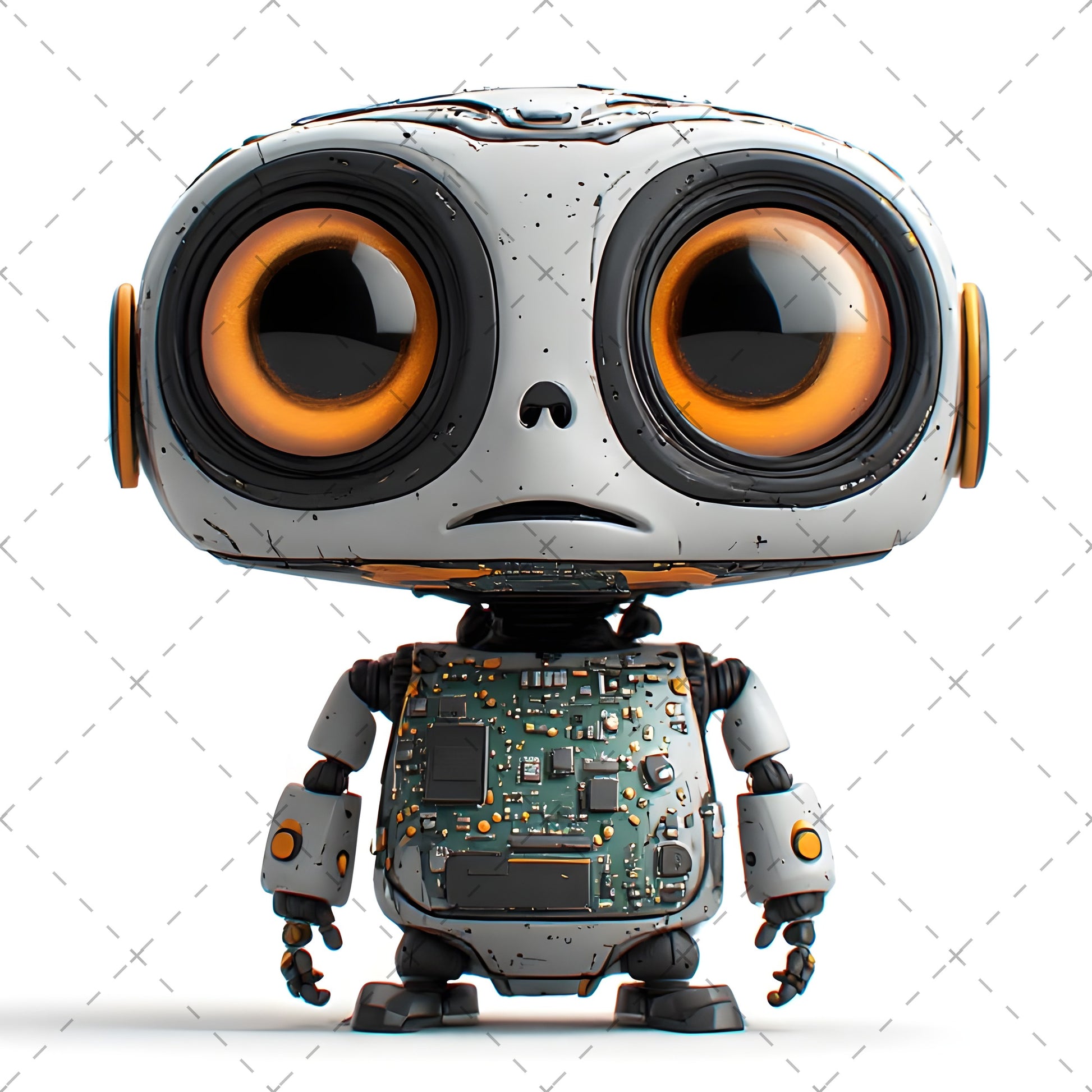 Cute Robot PNG Clipart, Big Eyed Cartoon Robots, Kids Decor Sublimation, T-Shirt Design, Commercial Use POD Bundle