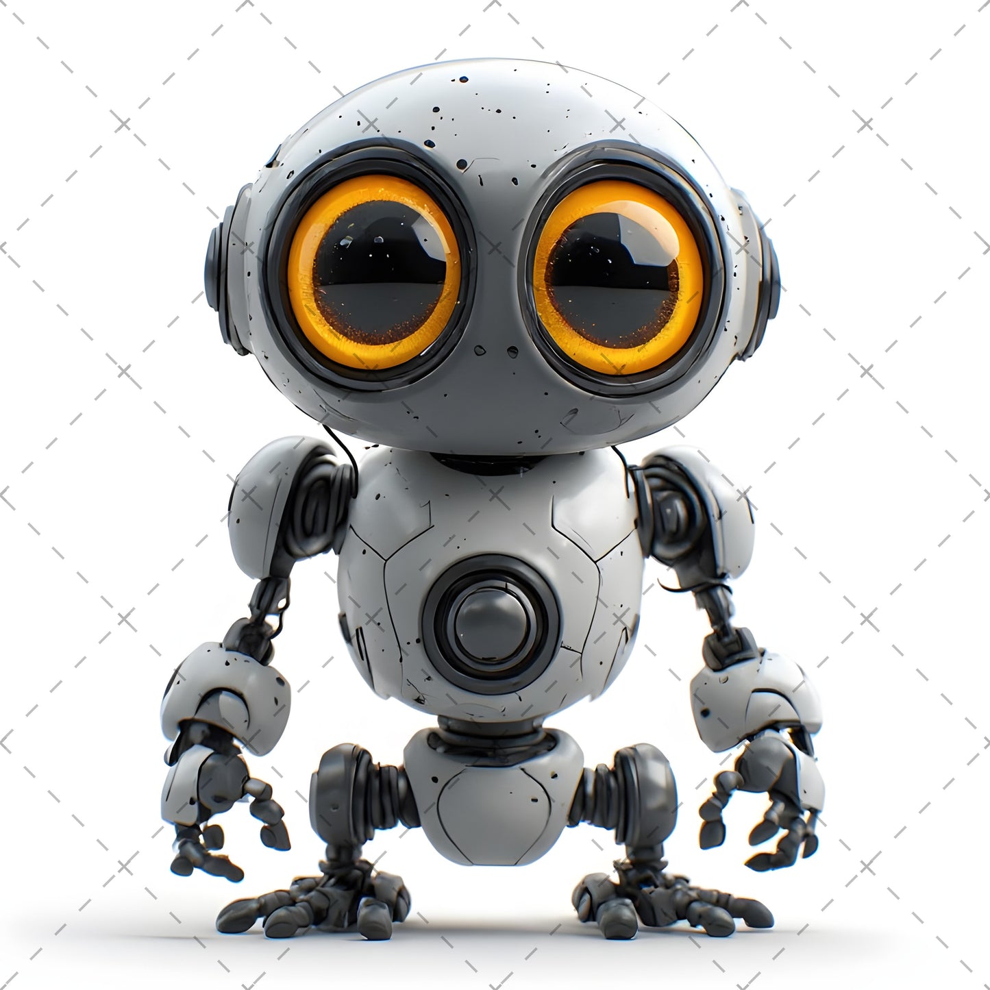 Cute Robot PNG Clipart, Big Eyed Cartoon Robots, Kids Decor Sublimation, T-Shirt Design, Commercial Use POD Bundle
