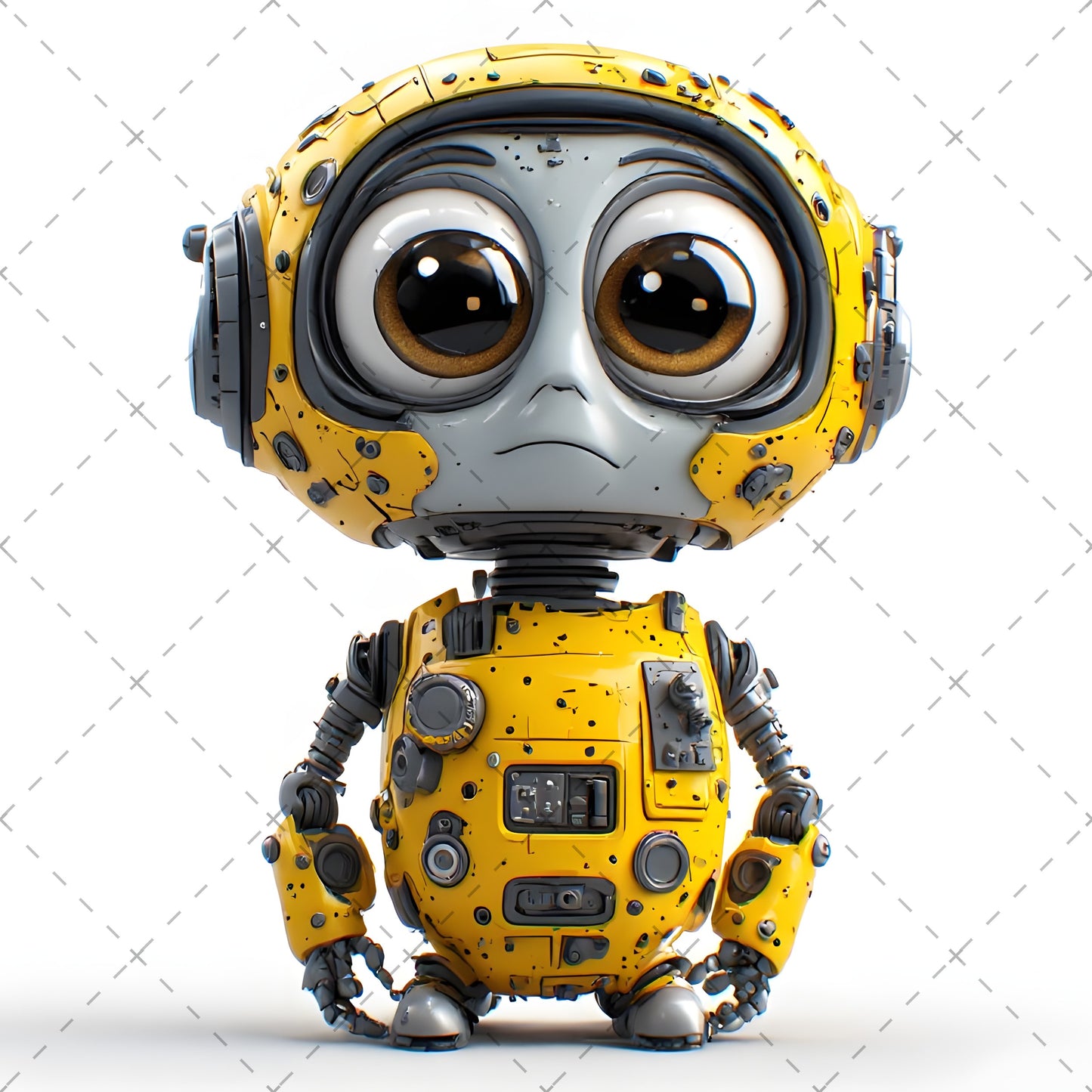 Cute Robot PNG Clipart, Big Eyed Cartoon Robots, Kids Decor Sublimation, T-Shirt Design, Commercial Use POD Bundle