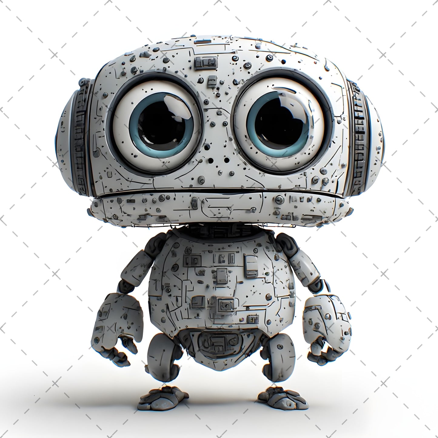 Cute Robot PNG Clipart, Big Eyed Cartoon Robots, Kids Decor Sublimation, T-Shirt Design, Commercial Use POD Bundle