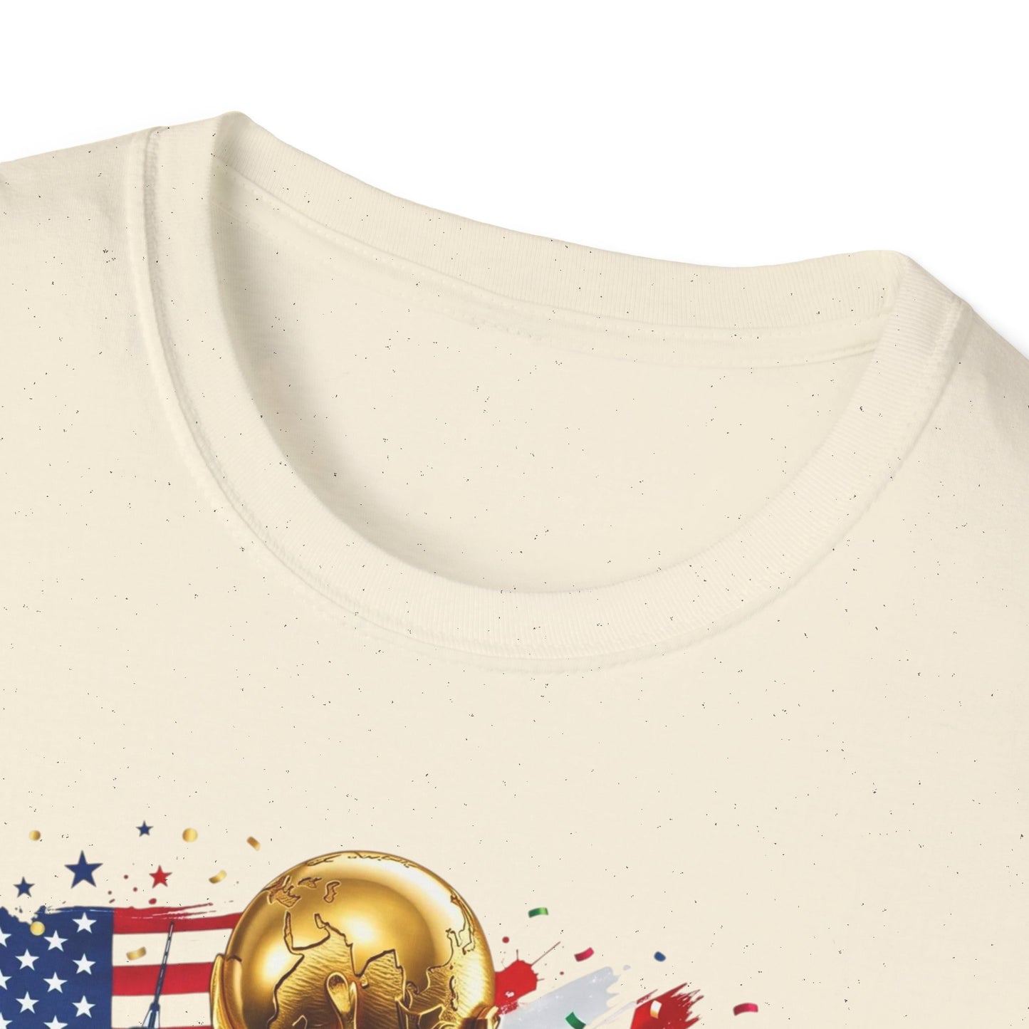 T-Shirt — World Cup 2026 Trophy Design with USA, Canada & Mexico Flags