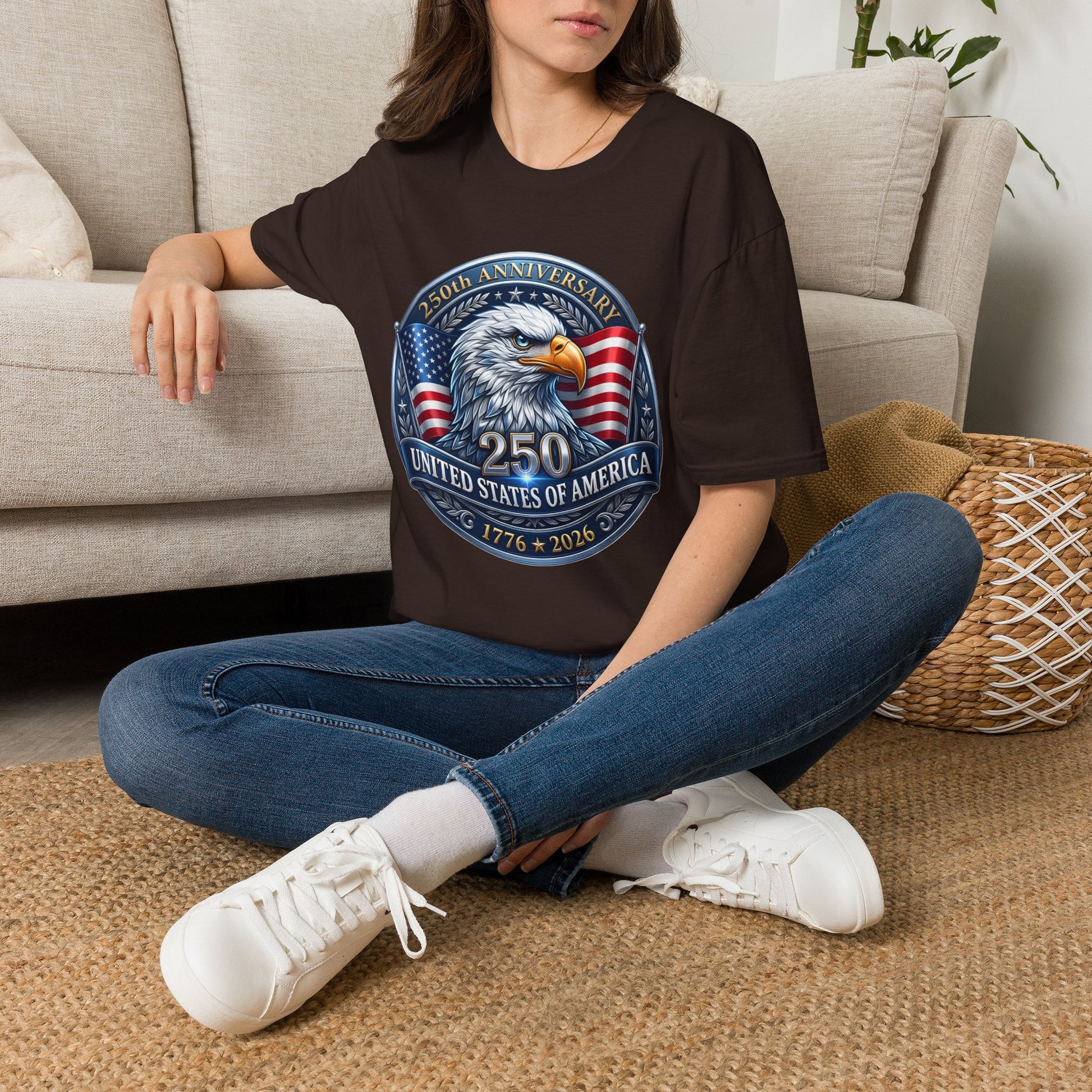 United States Eagle 250th Anniversary T-Shirt celebrating USA Bicentennial 1776–2026, featuring patriotic eagle design.